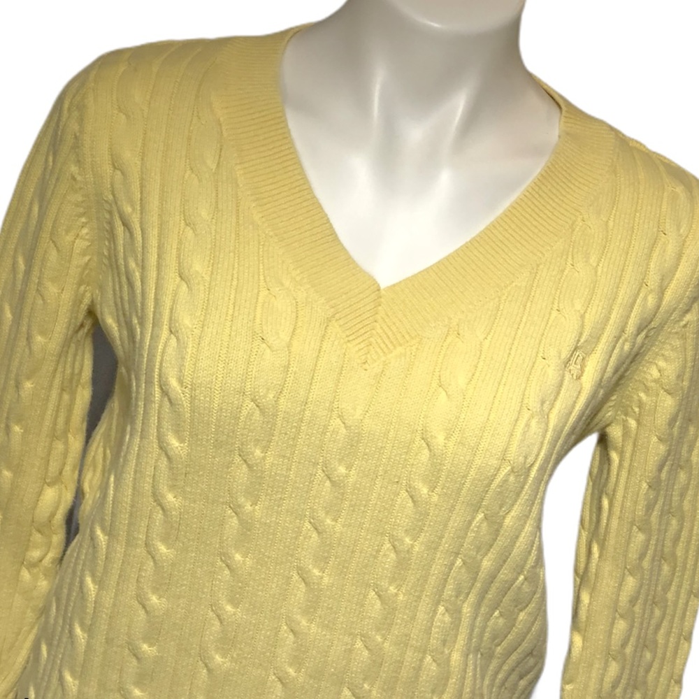 Chaps size XL classic yellow cable knit sweater